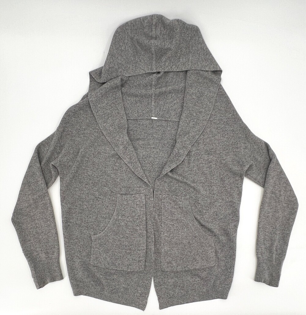 Lululemon Cardigan Women Gray Open Wrap Pockets Long Sleeve Thumb Holes